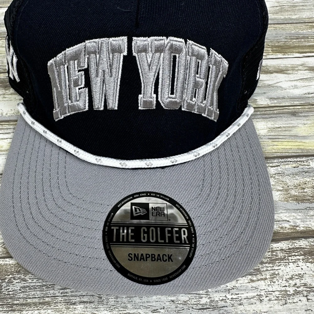 New York Yankees The Golfer Mens Snapback‎ Rope Hat OSFM New Era Black Grey NEW